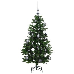 VidaXL Sztuczna choinka na zawiasach, 150 lampek LED i bombki, 120 cm