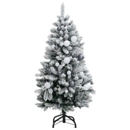 VidaXL Sztuczna choinka na zawiasach, 150 lampek LED i bombki, 120 cm