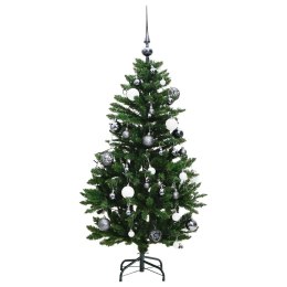 VidaXL Sztuczna choinka na zawiasach, 150 lampek LED i bombki, 150 cm