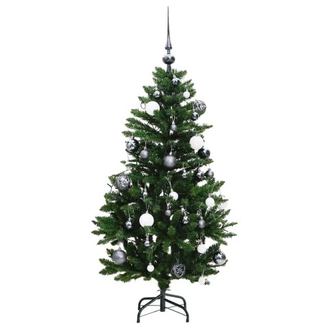 VidaXL Sztuczna choinka na zawiasach, 150 lampek LED i bombki, 150 cm