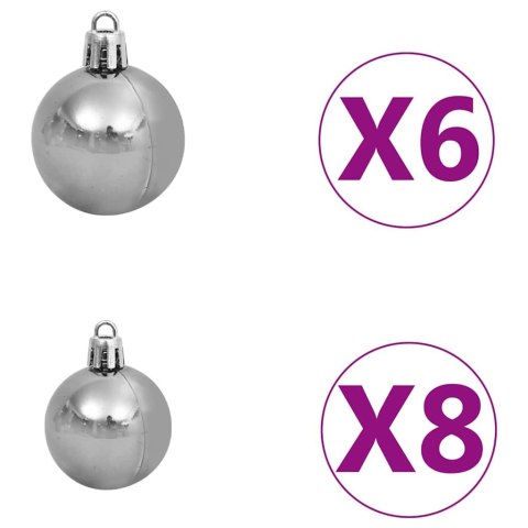 VidaXL Sztuczna choinka z lampkami i bombkami, 150 cm, zielona