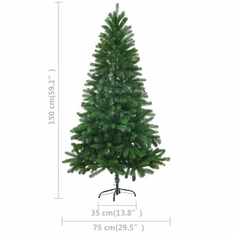 VidaXL Sztuczna choinka z lampkami i bombkami, 150 cm, zielona