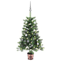 VidaXL Sztuczna choinka z lampkami i bombkami, 65 cm, zielona