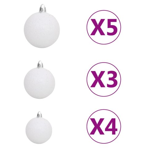 VidaXL Sztuczna choinka z lampkami i bombkami, zielona, 180 cm, PVC