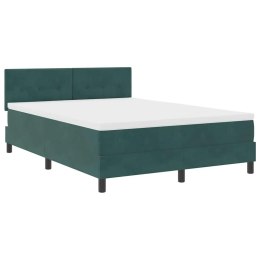 VidaXL Łóżko z sprężyną LED Ciemna zieleń 140 x 200 cm Aksamit