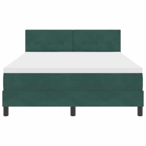 VidaXL Łóżko z sprężyną LED Ciemna zieleń 140 x 200 cm Aksamit