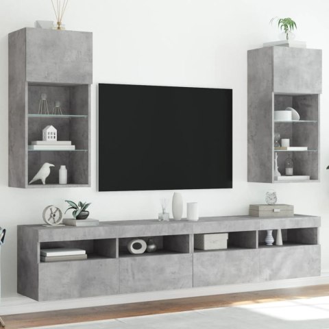 VidaXL Szafki TV, z LED, 2 szt., szarość betonu, 40,5x30x90 cm