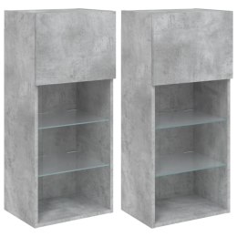 VidaXL Szafki TV, z LED, 2 szt., szarość betonu, 40,5x30x90 cm