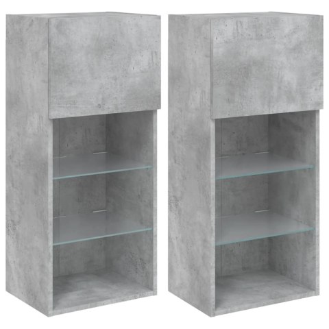 VidaXL Szafki TV, z LED, 2 szt., szarość betonu, 40,5x30x90 cm