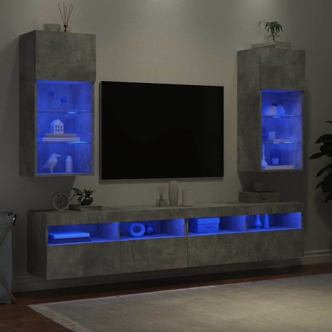 VidaXL Szafki TV, z LED, 2 szt., szarość betonu, 40,5x30x90 cm