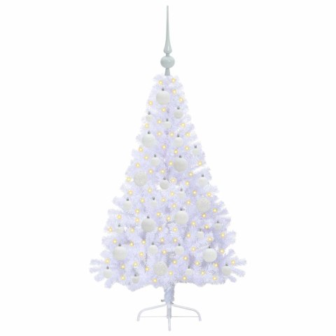 VidaXL Sztuczna choinka z 150 diodami LED Biały 120 cm PVC i stal