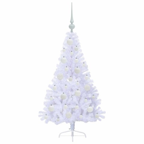 VidaXL Sztuczna choinka z 150 diodami LED Biały 120 cm PVC i stal