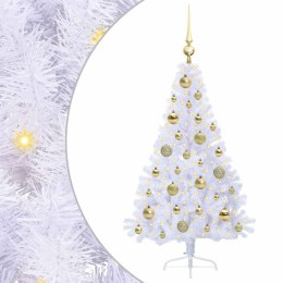 VidaXL Sztuczna choinka z 150 diodami LED Biały 120 cm PVC i stal