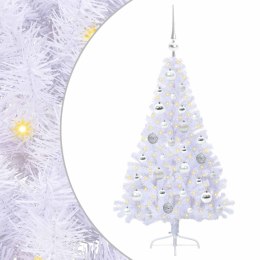 VidaXL Sztuczna choinka z 150 diodami LED Biały 120 cm PVC i stal