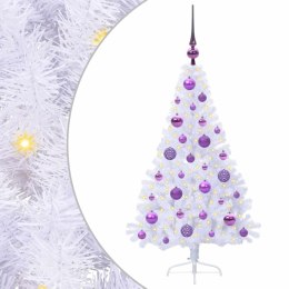 VidaXL Sztuczna choinka z 150 diodami LED Biały 120 cm PVC i stal