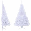 VidaXL Sztuczna choinka ze stojakiem, połówka, biała, 120 cm, PVC