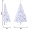 VidaXL Sztuczna choinka ze stojakiem, połówka, biała, 120 cm, PVC
