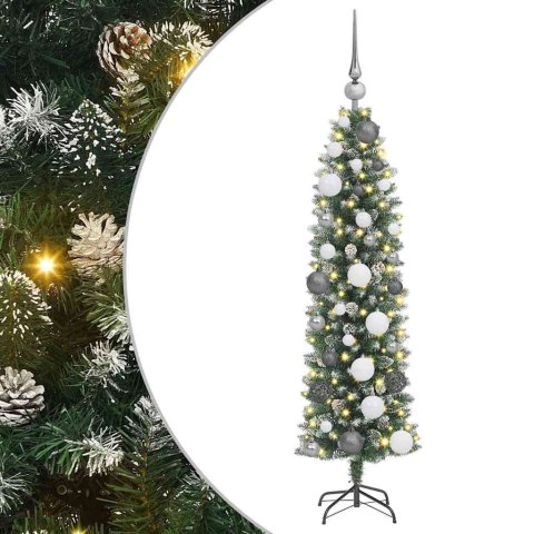 VidaXL Sztuczne smukłe drzewo bożonarodzeniowe Zielony i Biały 120 cm