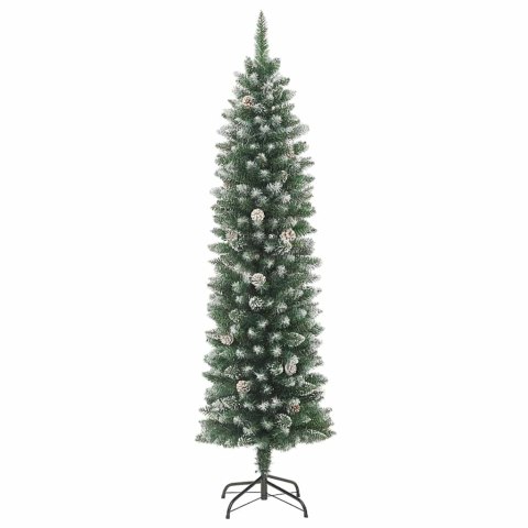 VidaXL Sztuczne smukłe drzewo bożonarodzeniowe Zielony i Biały 150 cm