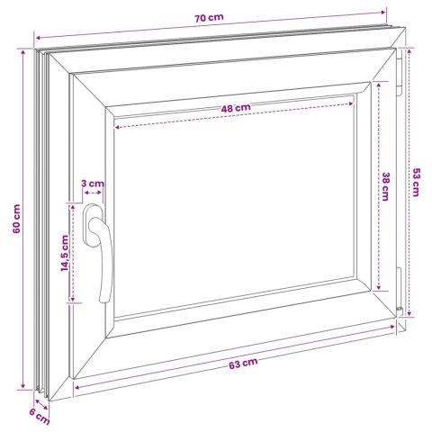 VidaXL Biała wewnętrzna kolor okna piwnicznego RISOR 70 x 60 cm