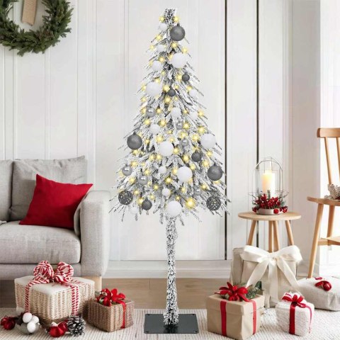 VidaXL Choinka z 150 diodami LED z podstawą Biały 150 cm PE i stal