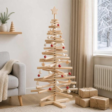 VidaXL Drewniana choinka KOTKA 120 cm Lite drewno sosnowe Naturalny