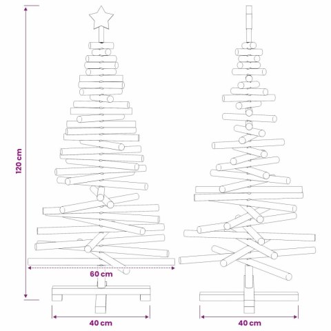 VidaXL Drewniana choinka KOTKA 120 cm Lite drewno sosnowe Naturalny