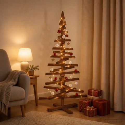 VidaXL Drewniana choinka KOTKA 120 cm Lite drewno sosnowe