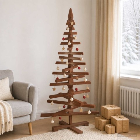 VidaXL Drewniana choinka KOTKA 120 cm Lite drewno sosnowe