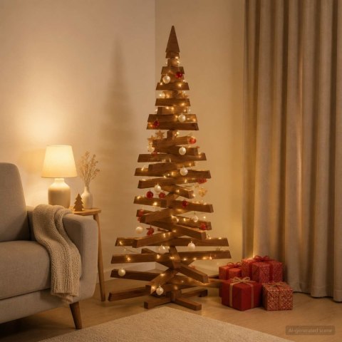 VidaXL Drewniana choinka KOTKA 150 cm Lite drewno sosnowe