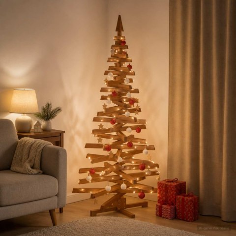 VidaXL Drewniana choinka KOTKA 180 cm Lite drewno sosnowe