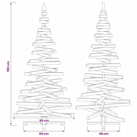 VidaXL Drewniana choinka KOTKA 180 cm Lite drewno sosnowe