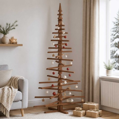 VidaXL Drewniana choinka KOTKA 210 cm Lite drewno sosnowe