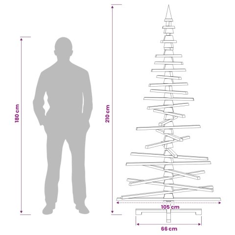 VidaXL Drewniana choinka KOTKA 210 cm Lite drewno sosnowe