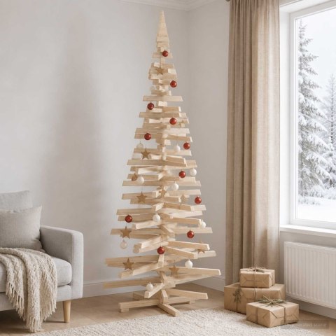 VidaXL Drewniana choinka KOTKA 240 cm Lite drewno sosnowe Naturalny