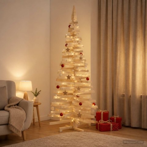 VidaXL Drewniana choinka KOTKA 240 cm Lite drewno sosnowe Naturalny