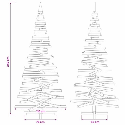 VidaXL Drewniana choinka KOTKA 240 cm Lite drewno sosnowe Naturalny