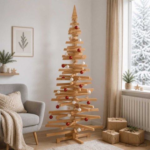 VidaXL Drewniana choinka KOTKA 240 cm Lite drewno sosnowe