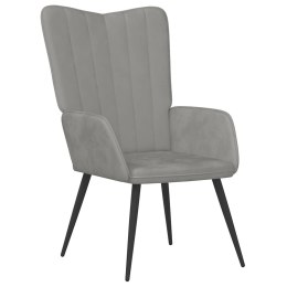 VidaXL Fotel, jasnoszary, obity aksamitem