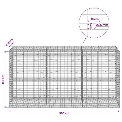 VidaXL Gabion z drutu 3,5 mm i siatką 5x10 cm 300x100x150 cm