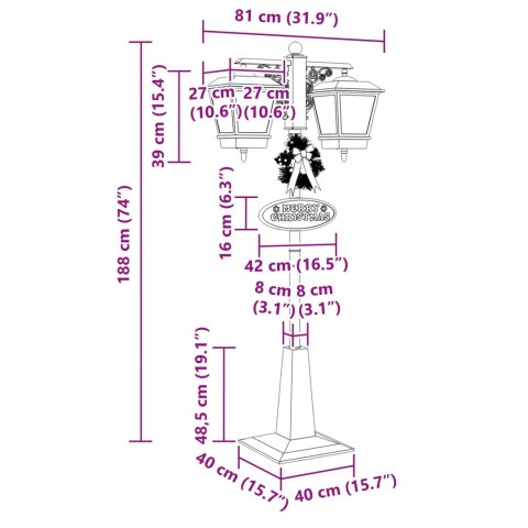 VidaXL Lampka Uliczna Bożonarodzeniowa z 2 Lampionami Czerwony
