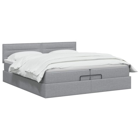 VidaXL Łóżko ottoman z materacem jasnoszary 200 x 200 cm tkanina