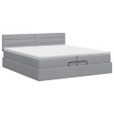 VidaXL Łóżko ottoman z materacem jasnoszary 200 x 200 cm tkanina