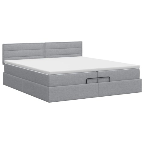 VidaXL Łóżko ottoman z materacem jasnoszary 200 x 200 cm tkanina