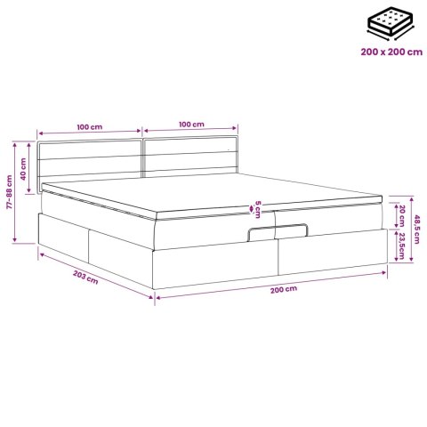 VidaXL Łóżko ottoman z materacem jasnoszary 200 x 200 cm tkanina