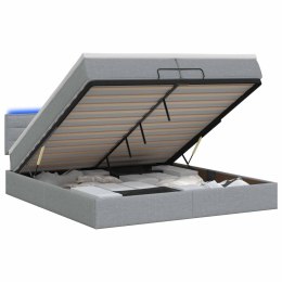 VidaXL Łóżko z pojemnikiem i materacem LED jasnoszary 200 x 200 cm