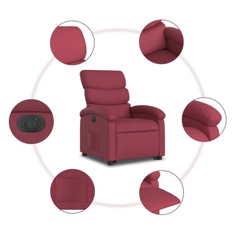 VidaXL Podnoszony fotel masujący, elektryczny, rozkładany, bordowy