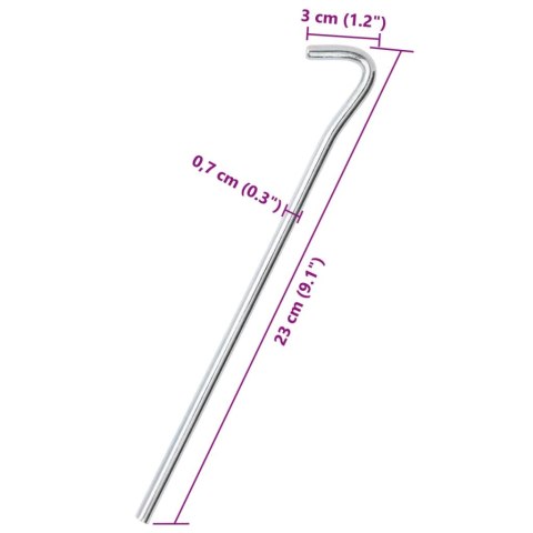 VidaXL Śledzie do namiotu, 50 szt., 23 cm, Ø7 mm, stal galwanizowana