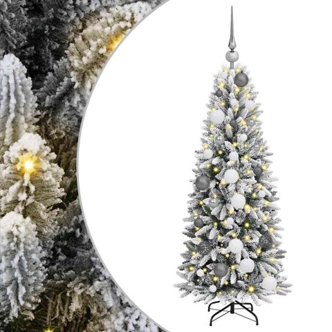 VidaXL Sztuczna choinka Biały 120 cm PVC, plastik, stal i PE