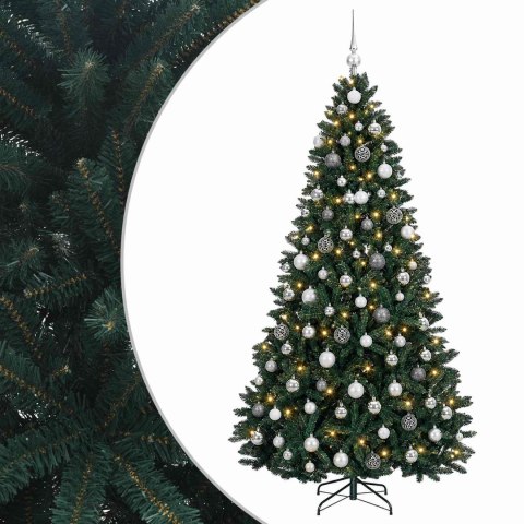 VidaXL Sztuczna choinka ciemnozielona z bombkami 180 cm 300 LED